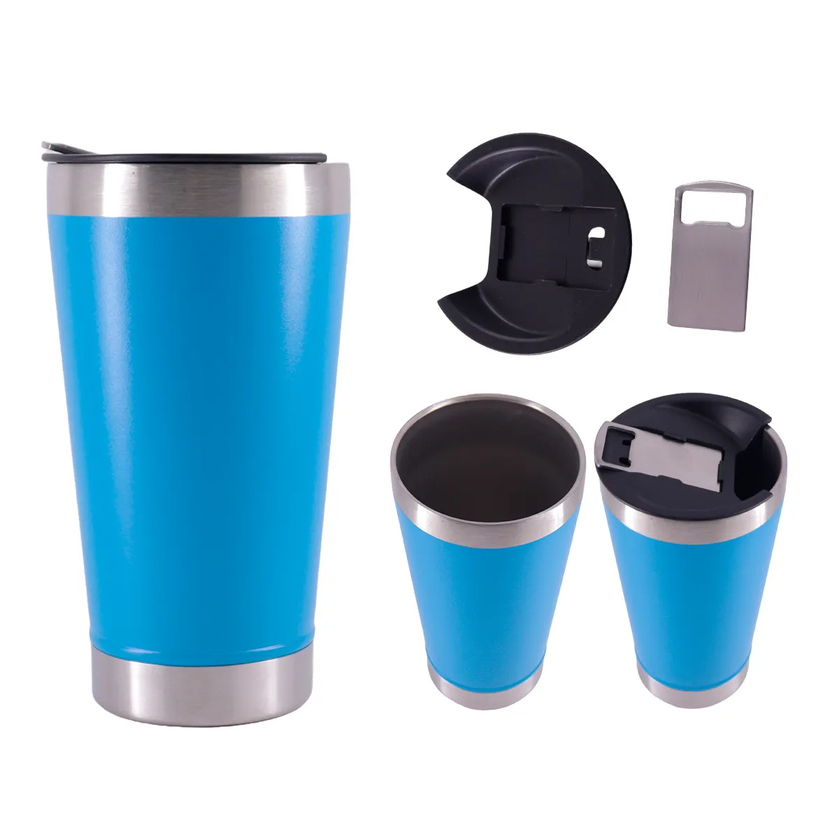 Copo Térmico 473ml Tampa Abridor De Garrafa Aço Inox